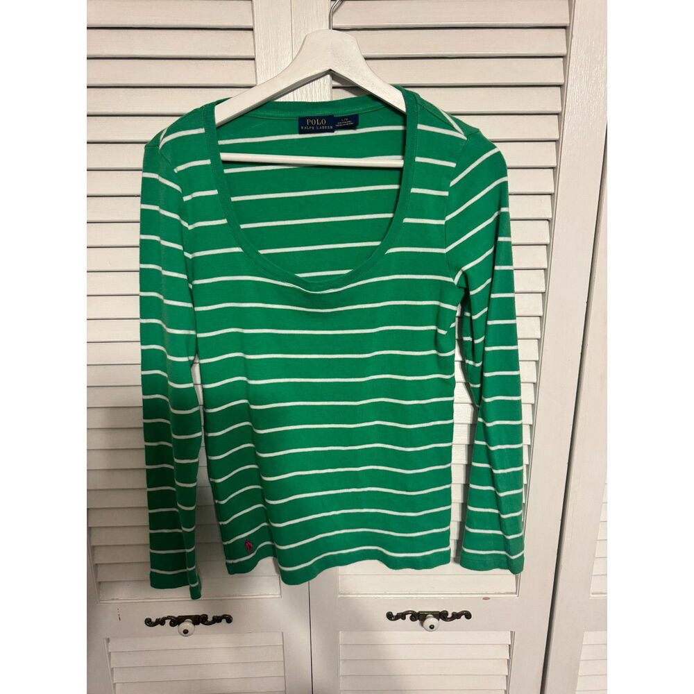 POLO RALPH LAUREN 100% COTTON STRIPED L/S PREPPY‎ ACADEMIA SZ L